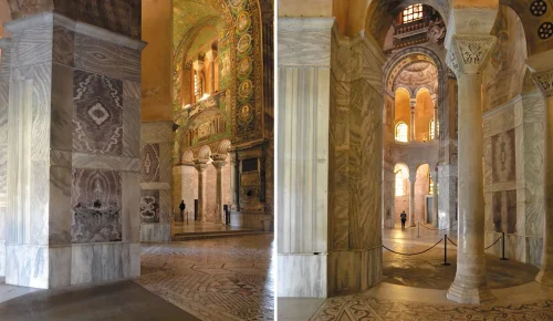 Basilica di San Vitale - sec. VI - Restauro dei rivestimenti marmorei degli otto piloni centrali